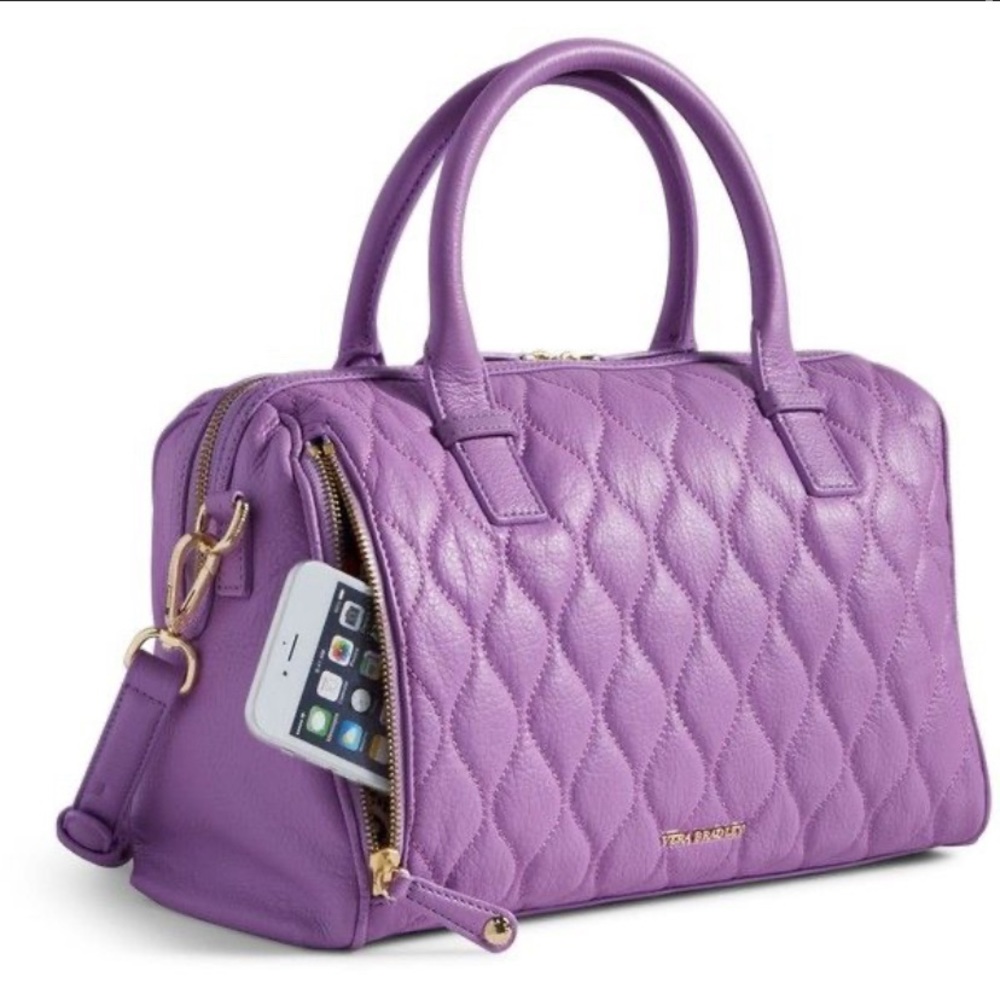 NWT Vera Bradley Women's Leather Quilted Emma Satchel Handbag